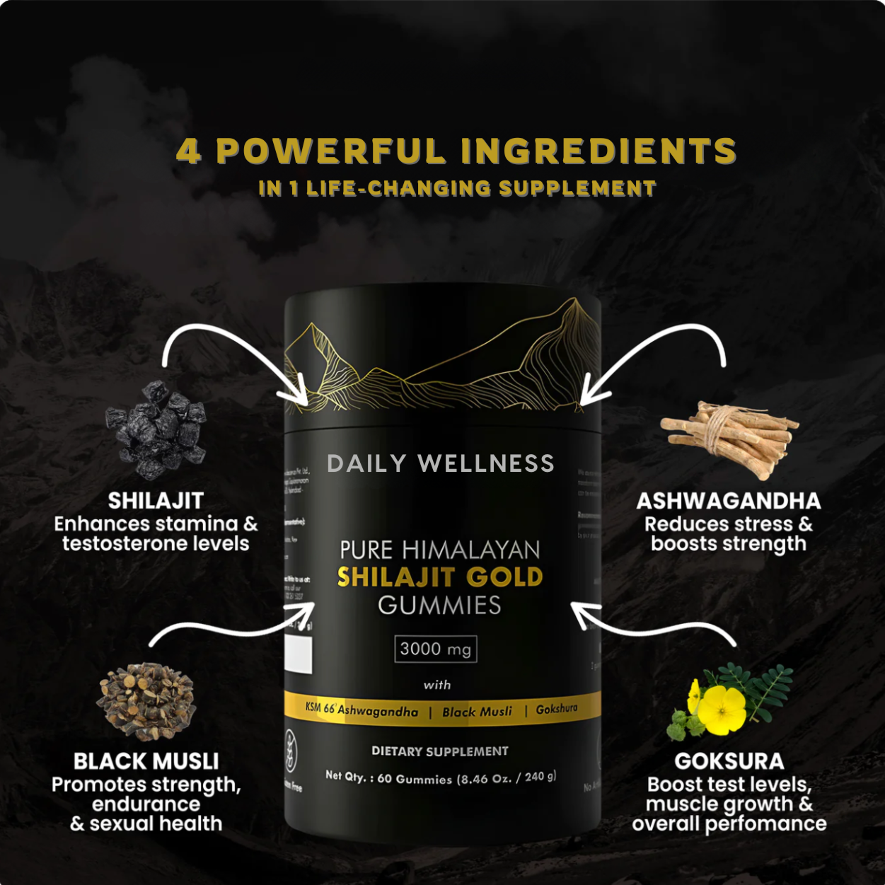 DailyWellness™ Pure Himalayan Shilajit Gold Gummies