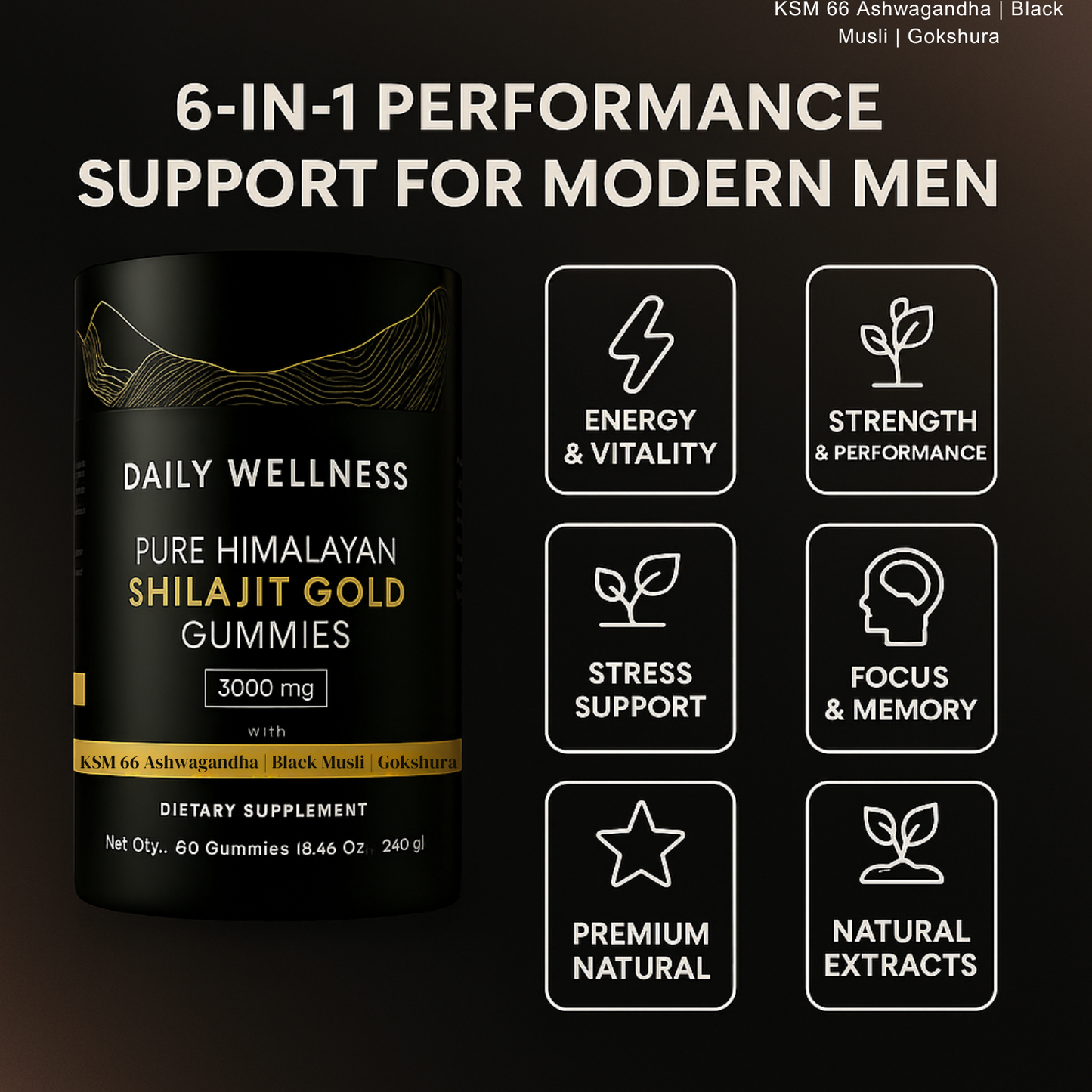 DailyWellness™ Pure Himalayan Shilajit Gold Gummies
