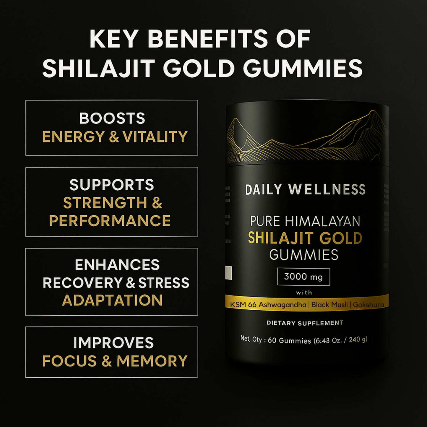 DailyWellness™ Pure Himalayan Shilajit Gold Gummies